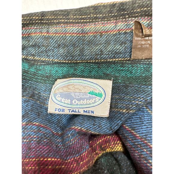 Great Outdoors for Tall Men Vintage Long Sleeve Striped Cotton Mens 16 LT 16.5 - Picture 4 of 5